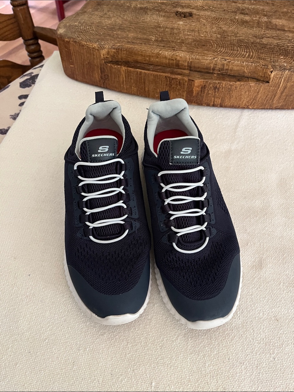 Skechers Navy and White Mesh Slip-On Sneakers
